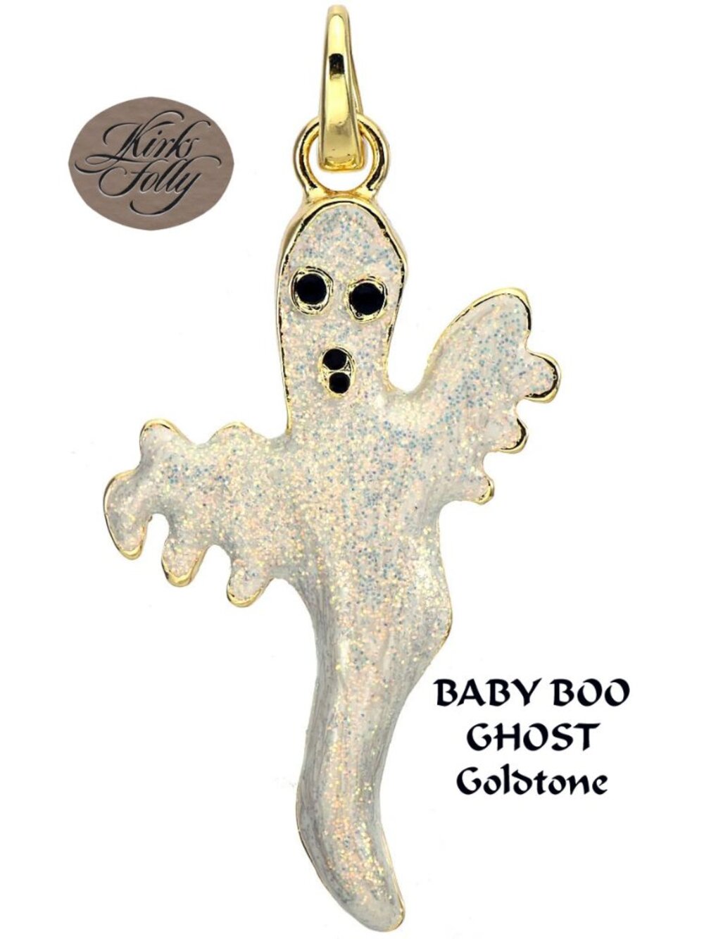 Kirks Folly 𝑩𝒂𝒃𝒚 𝑩𝒐𝒐 𝑮𝒉𝒐𝒔𝒕 Open Ring Charm Goldtone Halloween